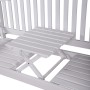 Weiße Garden Pleasure Gartenbank Singapur mit hochklappbarem Tisch aus FSC®-Holz.
