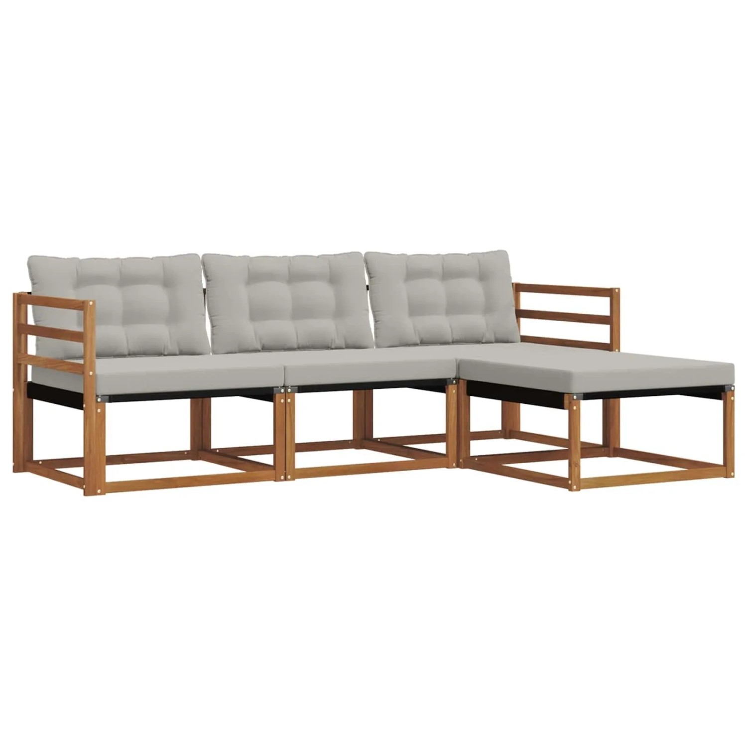 vidaXL Outdoor-Sofagarnitur mit Kissen 4-Tlg Natur und Hellgrau 3369326