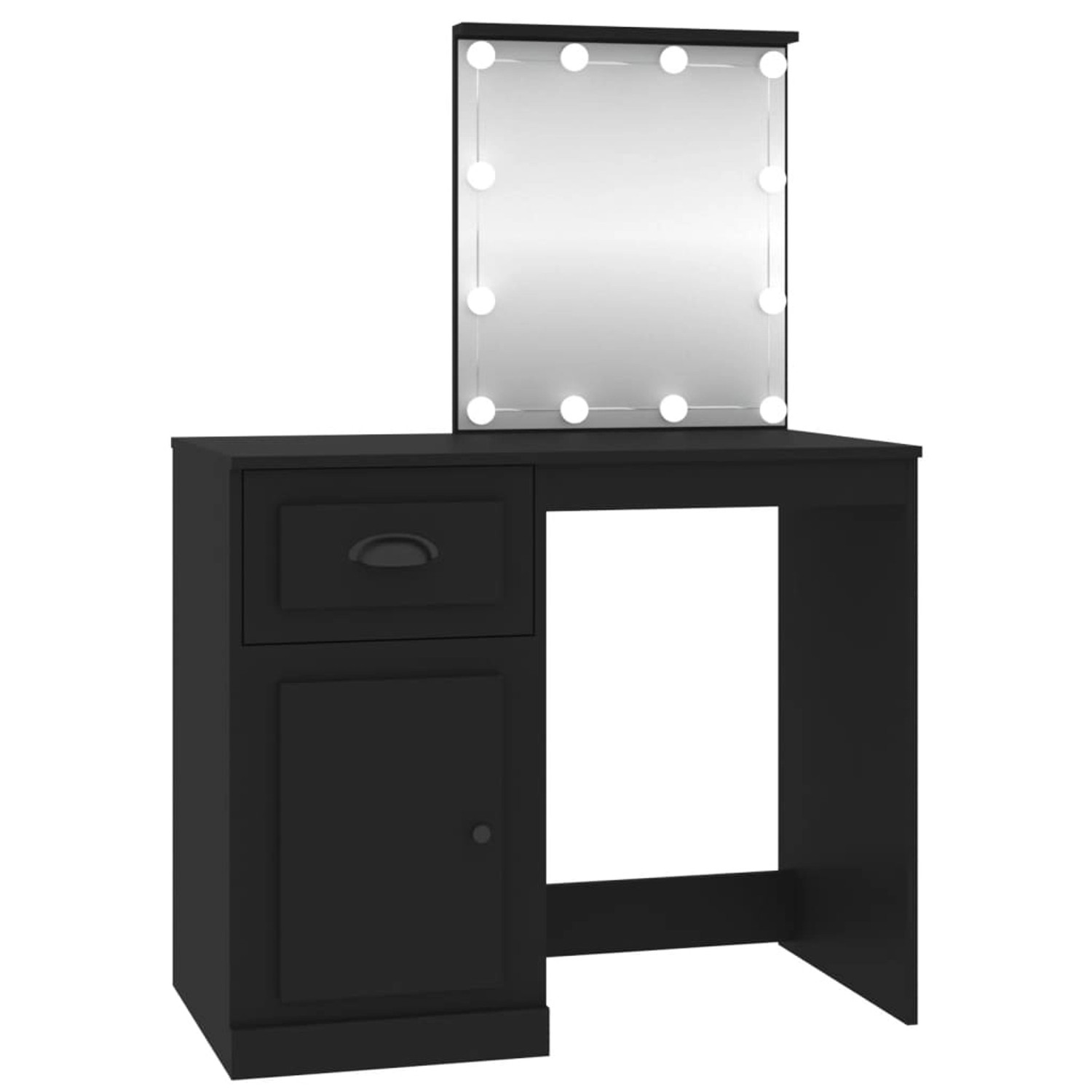 Vidaxl Schminktisch Mit Led Schwarz 90x50x132,5 Cm Holzwerkstoff günstig online kaufen