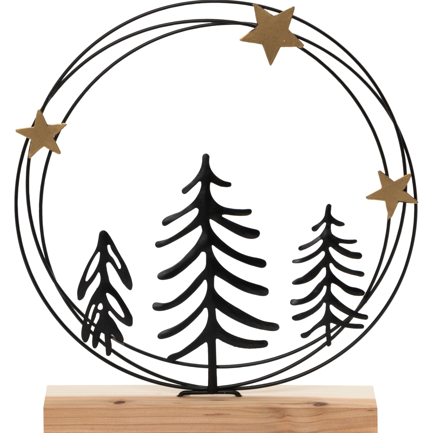 Deko-Kranz Eisen mit Holzfuß ca. 26 cm x 24 cm x 5 cm 2-fach sortiert günstig online kaufen