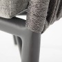 Detailaufnahme: Acamp Manhattan Armsessel, anthrazitfarbenes Gestell, graues Kissen, Polyesterschnüre.