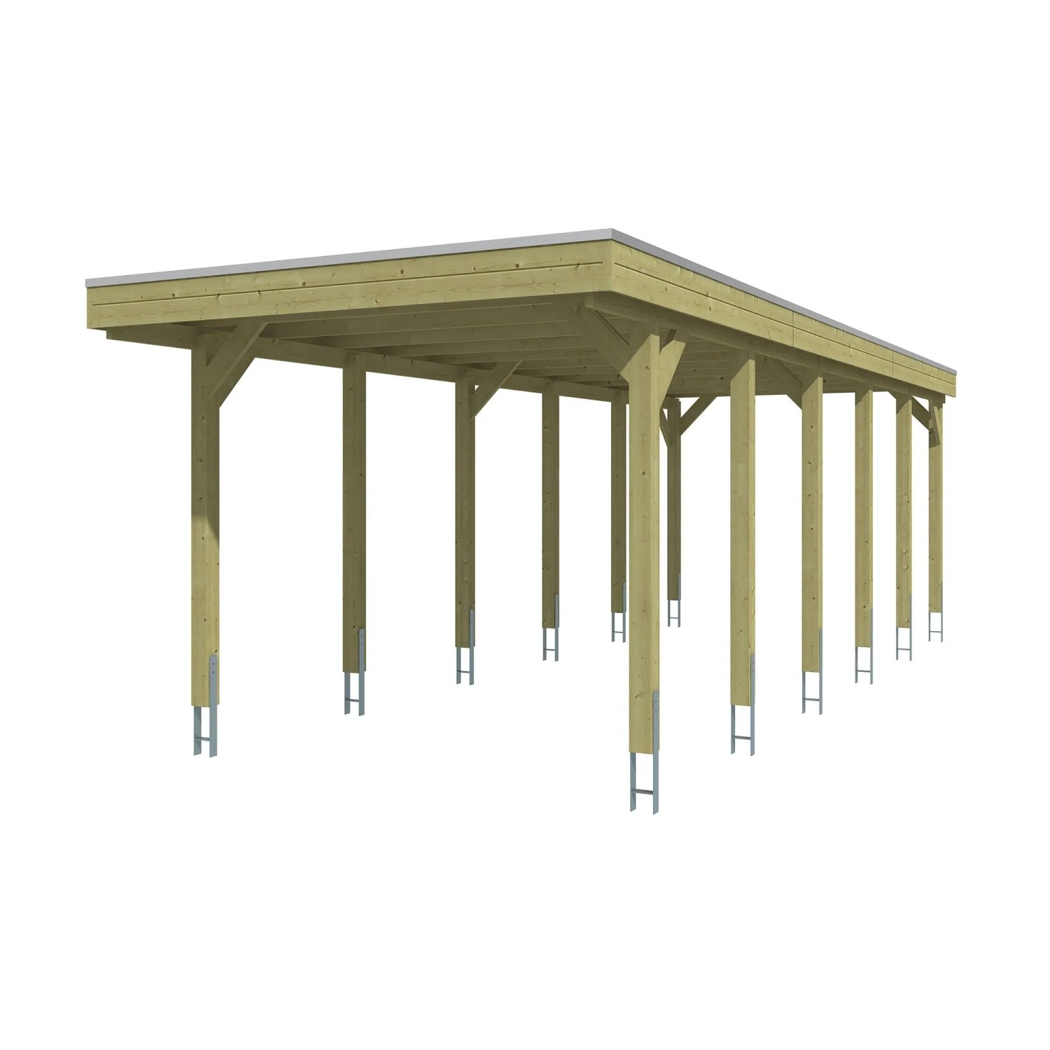 Skan Holz Carport Friesland mit Stahl-Dachplatten 320 cm x 860 cm Grün