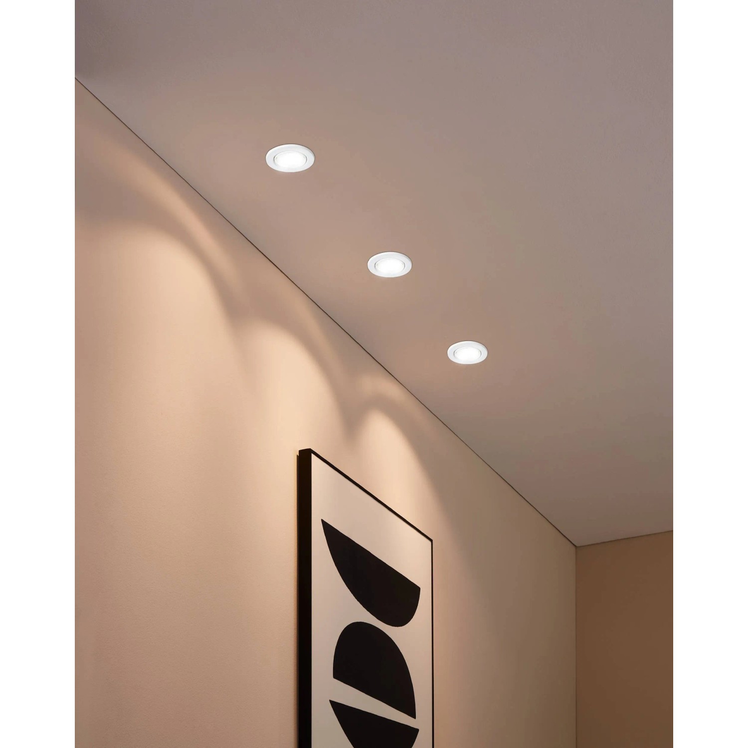 3er Set Eglo Agulo 1 LED Einbauspots, weiß, Ø 8,5cm, Stahl, für Wohnräume.