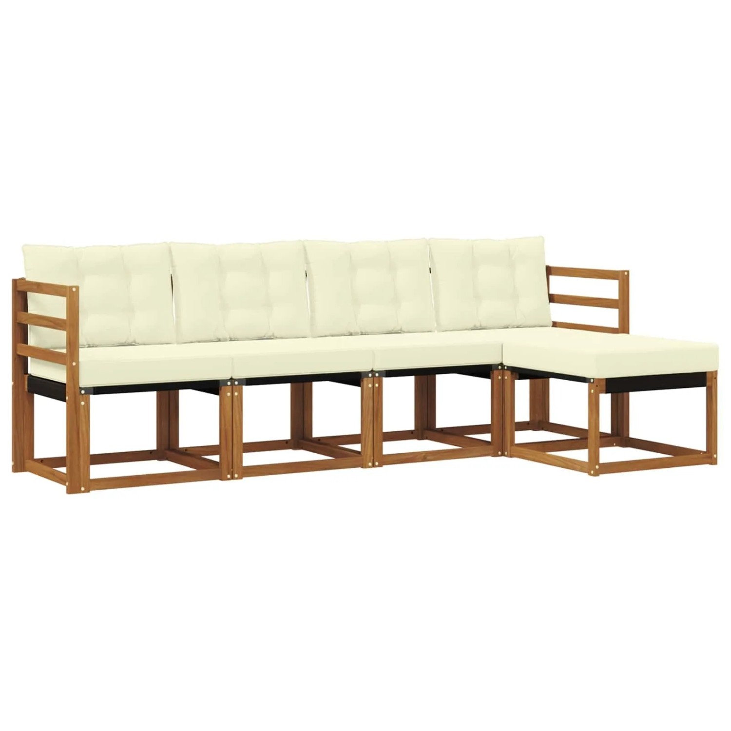 vidaXL Outdoor-Sofagarnitur mit Kissen 5-Tlg Natur und Creme 3368557