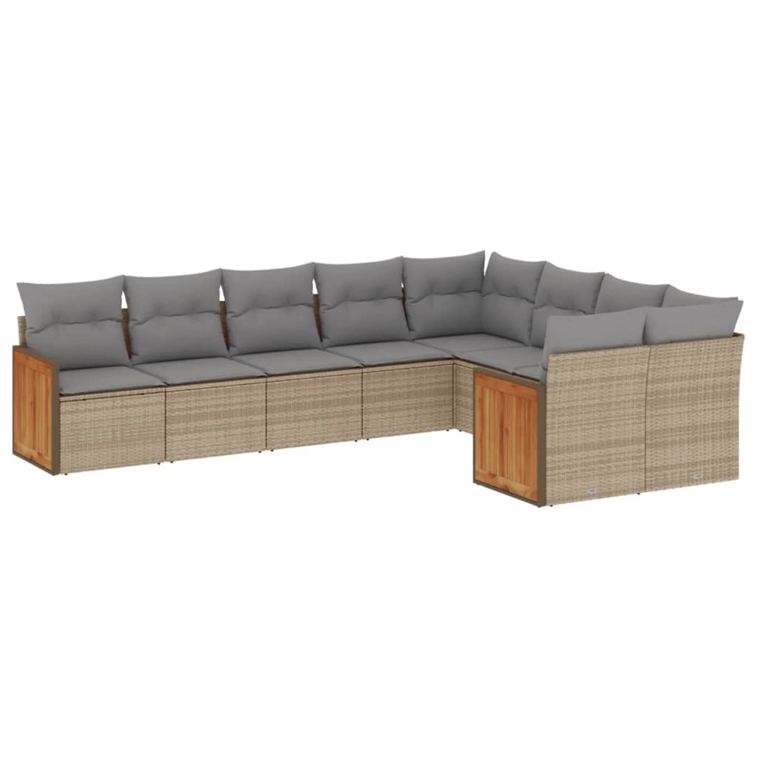 vidaXL 9-Tlg Garten-Sofagarnitur mit Kissen Beige Poly Rattan 3227984 günstig online kaufen