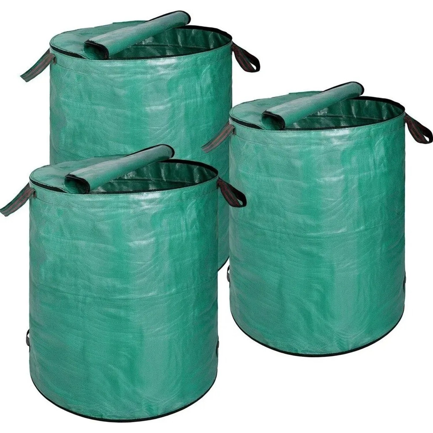 TTL GARDEN Gartensack 300 L 3er Set – Laubsack Mit Reißverschluss Deckel Doppeltem Boden Selbststehend