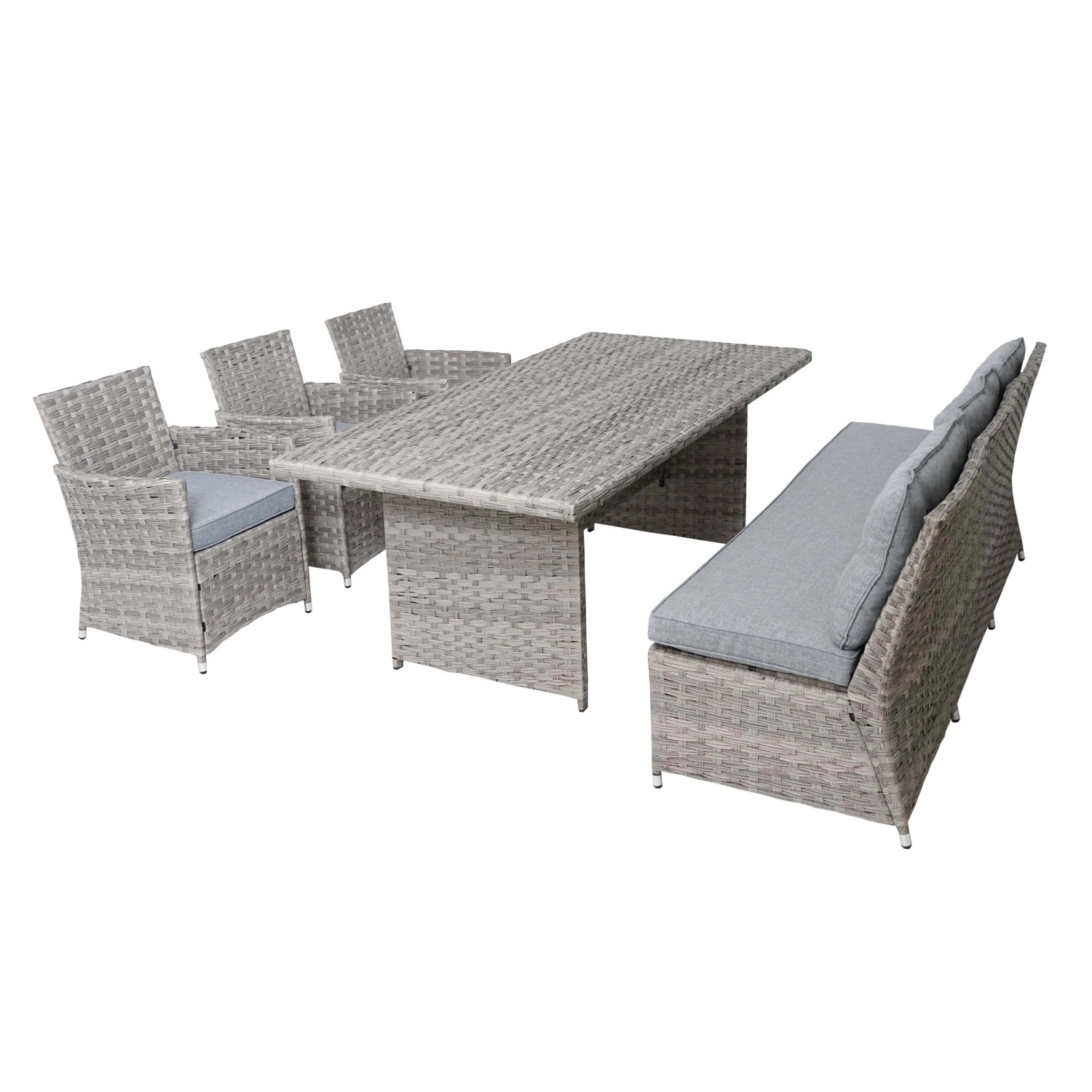 MCW PolyRattan Sitzgruppe G59 5tlg. Grau Kissen Hellgrau kaufen bei OBI