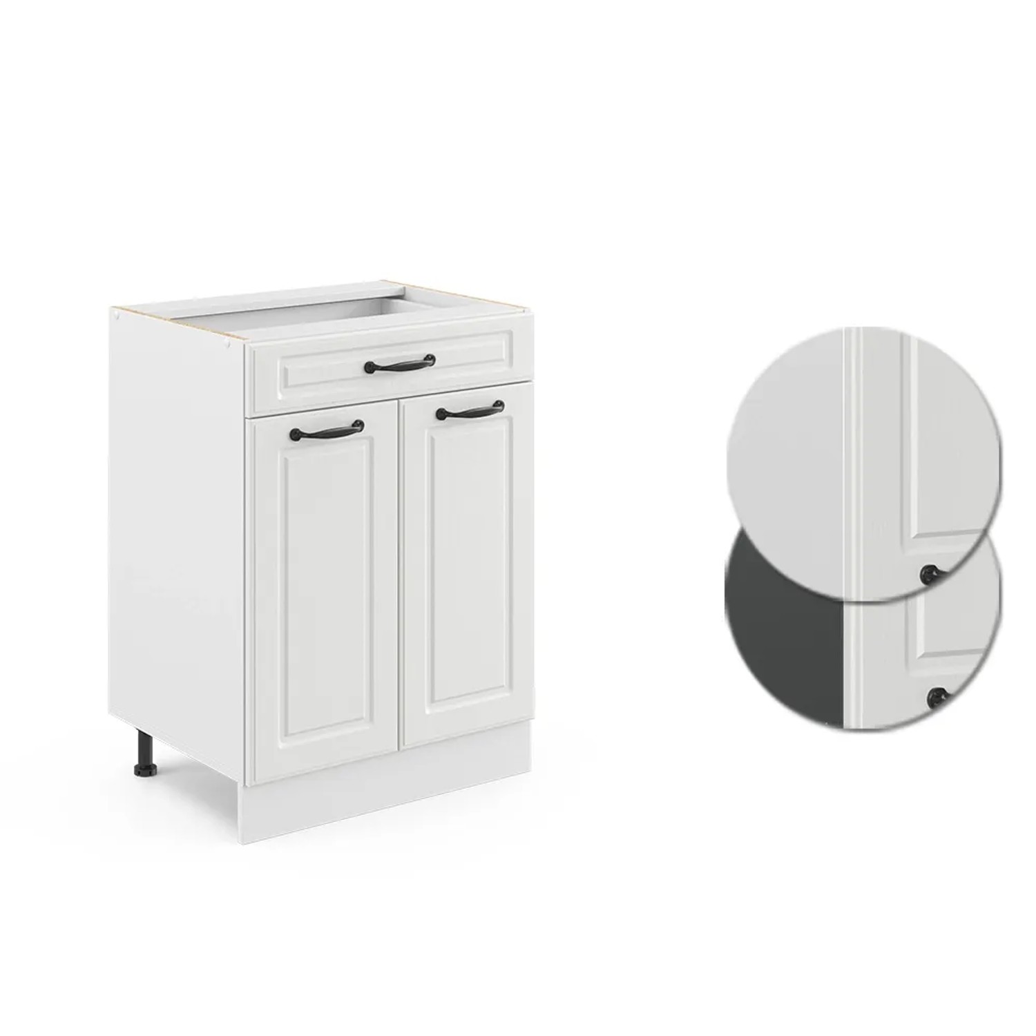 Vicco Küchenunterschrank R-Line, Landhausstil, weiß, 60 cm breit, mit Schublade, ohne Arbeitsplatte.