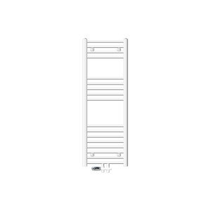 Weißer ECD Germany Badheizkörper 400x1200mm mit Anschlussgarnitur für Durchgang.