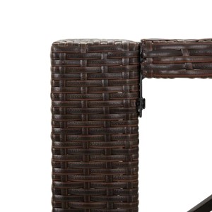 Detailaufnahme: Braunes Poly Rattan Gartenbar-Set, Modell 3. Fokus auf Flechtmuster und Verbindungselemente.