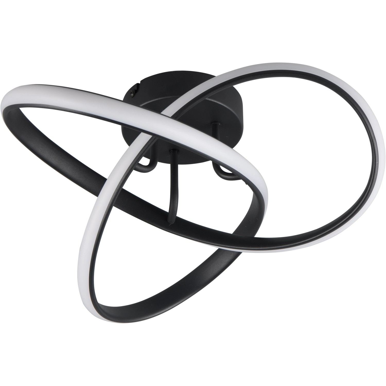 Moderne, mattschwarze LED Deckenleuchte Meo mit geschwungenem Design.