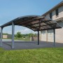 Palram Canopia Arizona Breeze Doppelcarport in Anthrazit mit transparentem Dach.