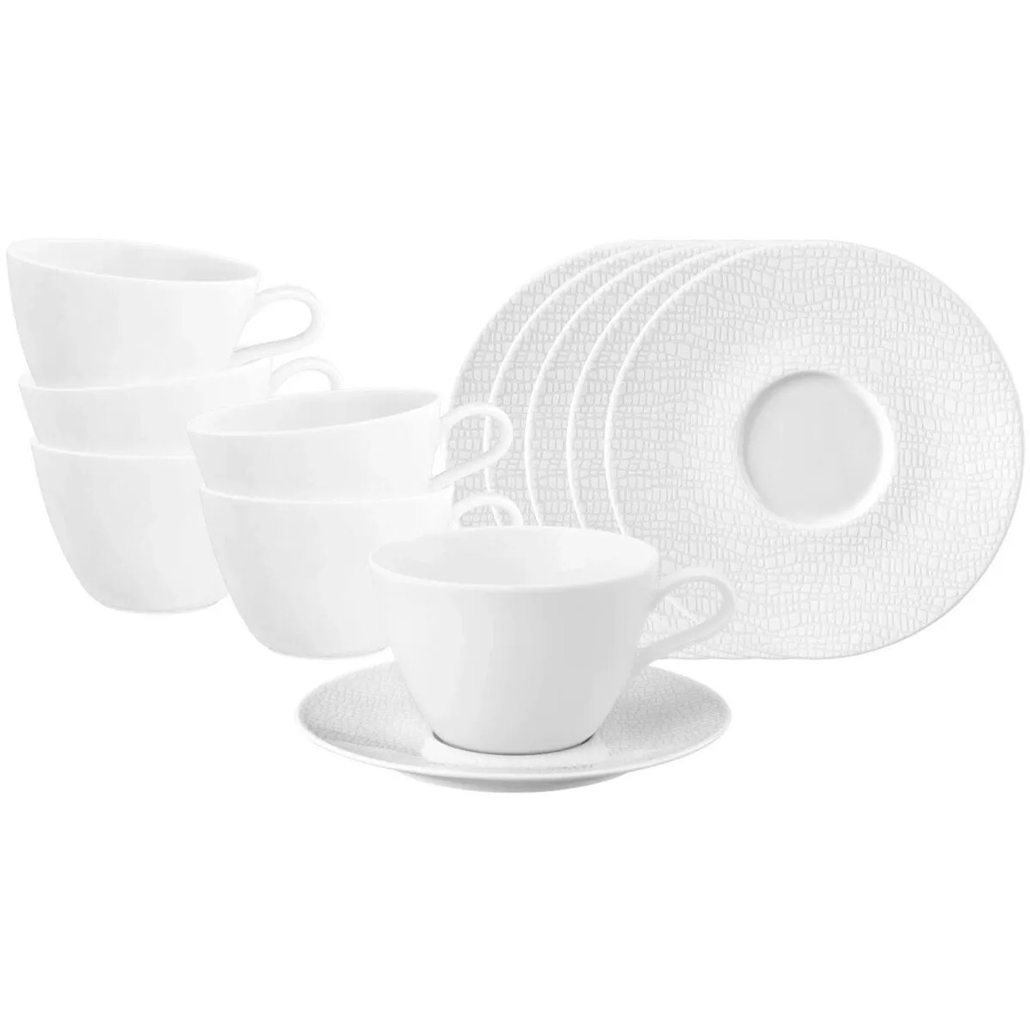 Seltmann Weiden Life Fashion Milchkaffeetasse mit Untertasse 370 ml 6er Set Luxury White