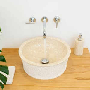 Wohnfreuden Marmor - Waschbecken Jaako 40 cm Creme