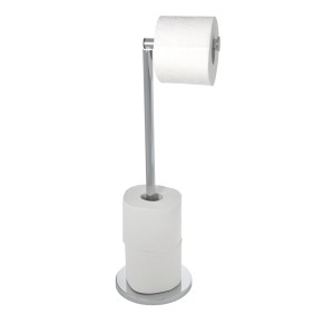 Wenko Stand Toilettenpapierhalter 2in1, Edelstahl glänzend mit Papierrollen.