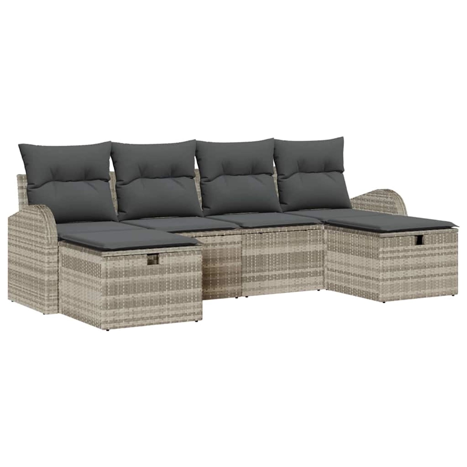 vidaXL Garten-Sofa-Set mit Kissen 6-Tlg Hellgrau Poly Rattan 3360453 günstig online kaufen
