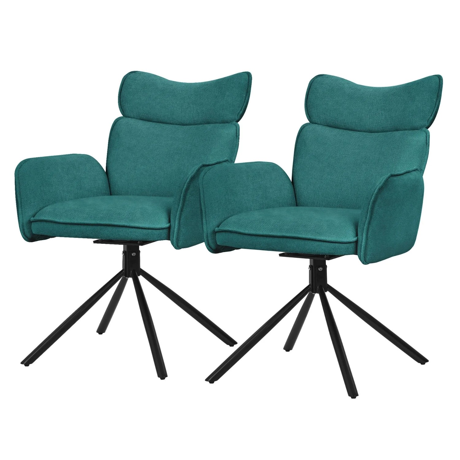 ML-Design Esszimmerstühle Drehbar 2er Set Petrol mit Stoffbezug
