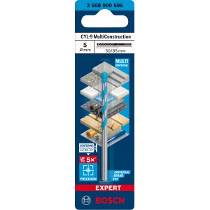 Bosch Expert Universalbohrer CYL-9 MultiConstruction, 5 mm, für verschiedene Materialien.