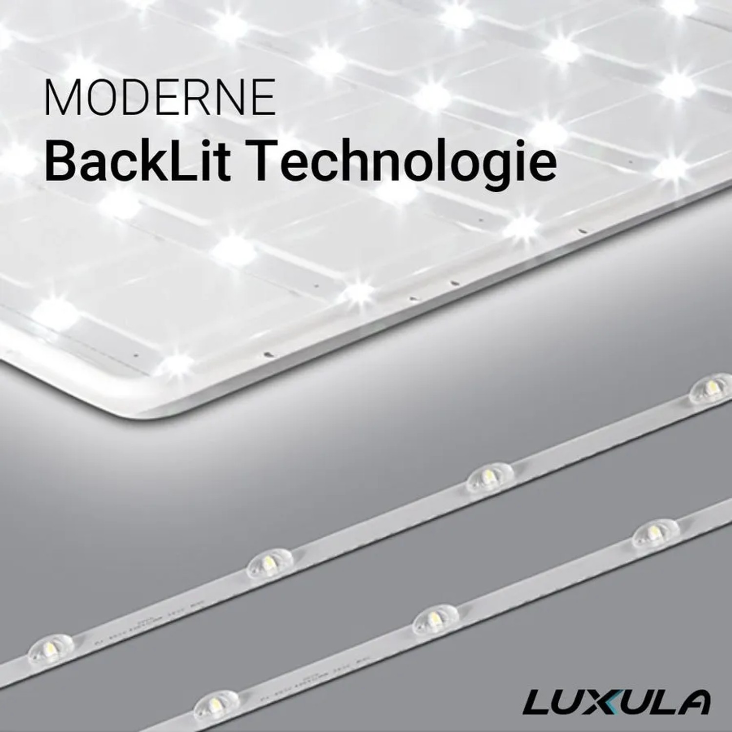 LUXULA LED Panel 120x30cm mit BackLit Technologie für Rasterdecken und Büros.