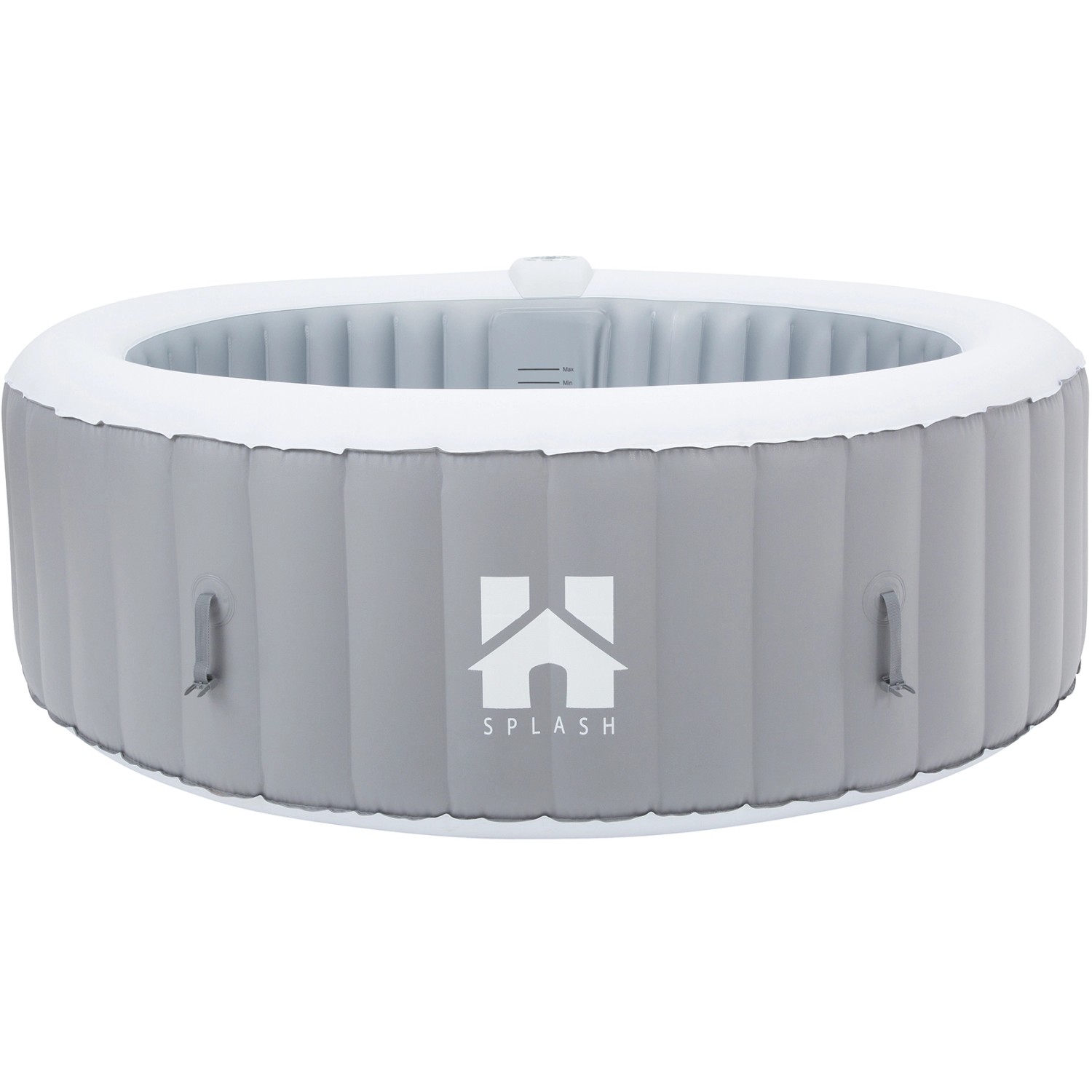 Grauer, runder Home Deluxe Whirlpool Splash, Ø 208 cm, für bis zu 6 Personen.
