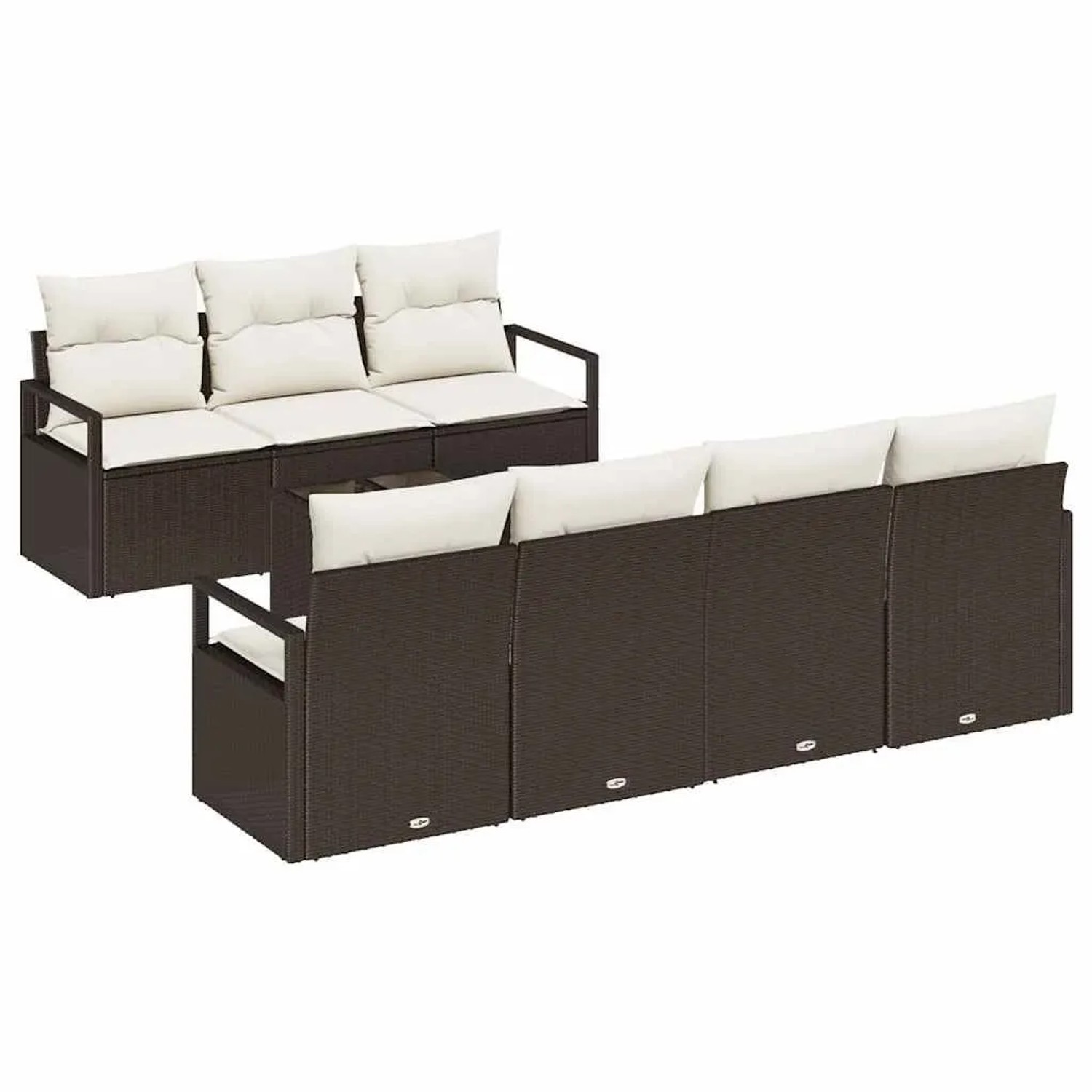 vidaXL Sofa Set mit Kissen 8-Tlg Braun und Creme Poly-Rattan 3346288 günstig online kaufen