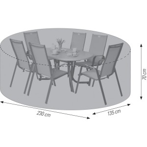 Graue Acamp Schutzhülle für ovale Sitzgruppe, schützt Gartenmöbel vor Witterung.