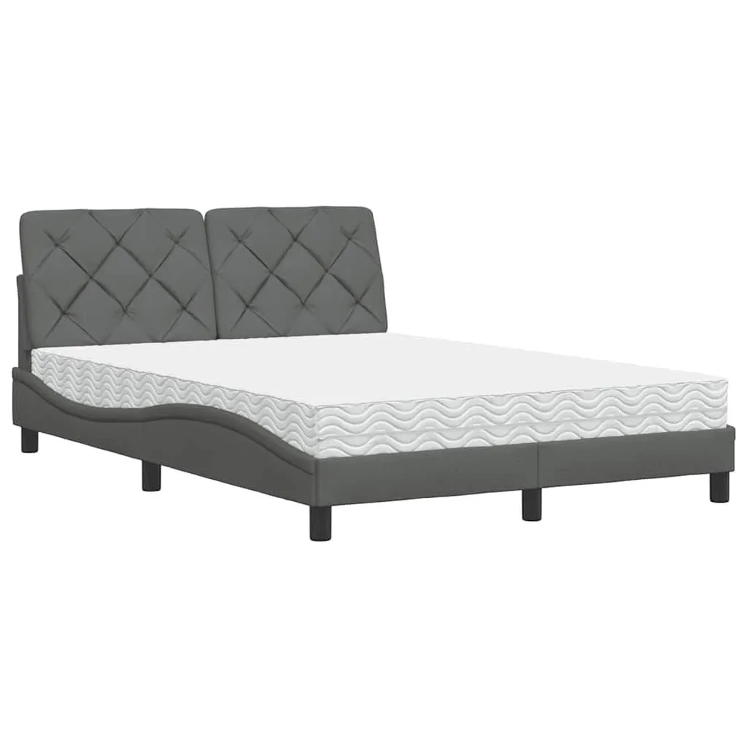 vidaXL Bett mit Matratze Dunkelgrau 120x200 cm Stoff 3310728