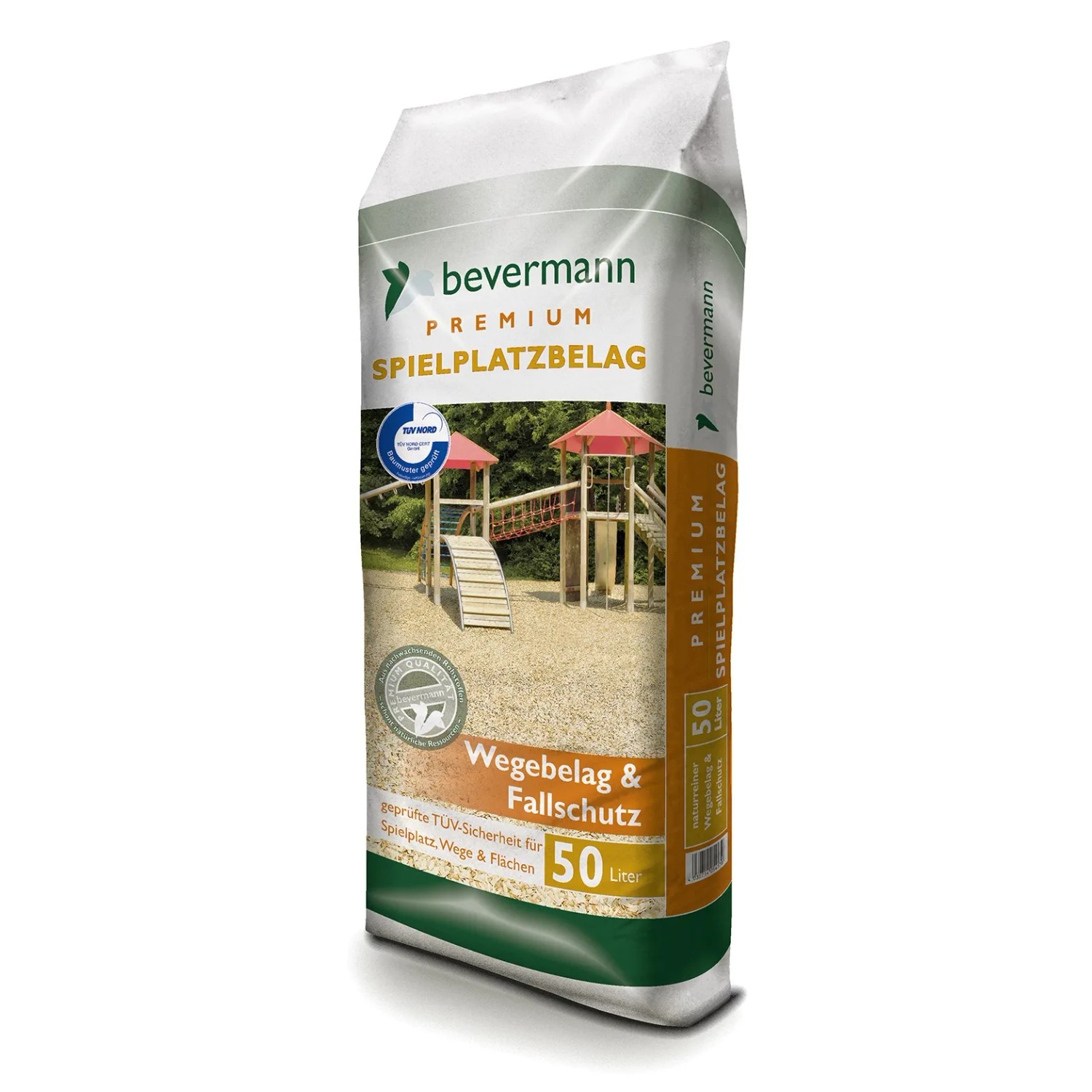 Sack Bevermann Premium Spielplatzbelag/Wegebelag, 50l, Holzhackschnitzel für Spielplätze.