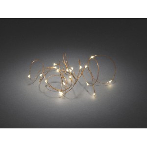 Konstsmide Micro LED Lichterkette mit 40 warmweißen LEDs auf kupferfarbenem Draht für den Innenbereich.