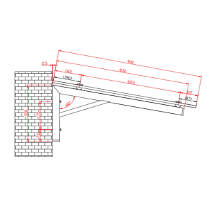 Technische Zeichnung: Dein Bau Projekt Glasvordach Zugspitze, Maße und Details.