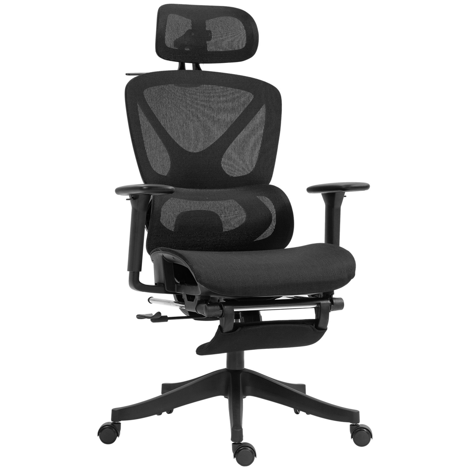 HOMCOM Bürostuhl Polyester Kunststoff Schwarz 71L x 70B x 120-130H cm günstig online kaufen