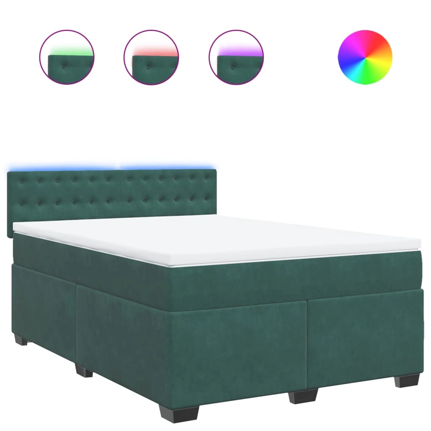 vidaXL Boxspringbett mit Matratze Dunkelgrün 160x200 cm Samt 3288669 günstig online kaufen