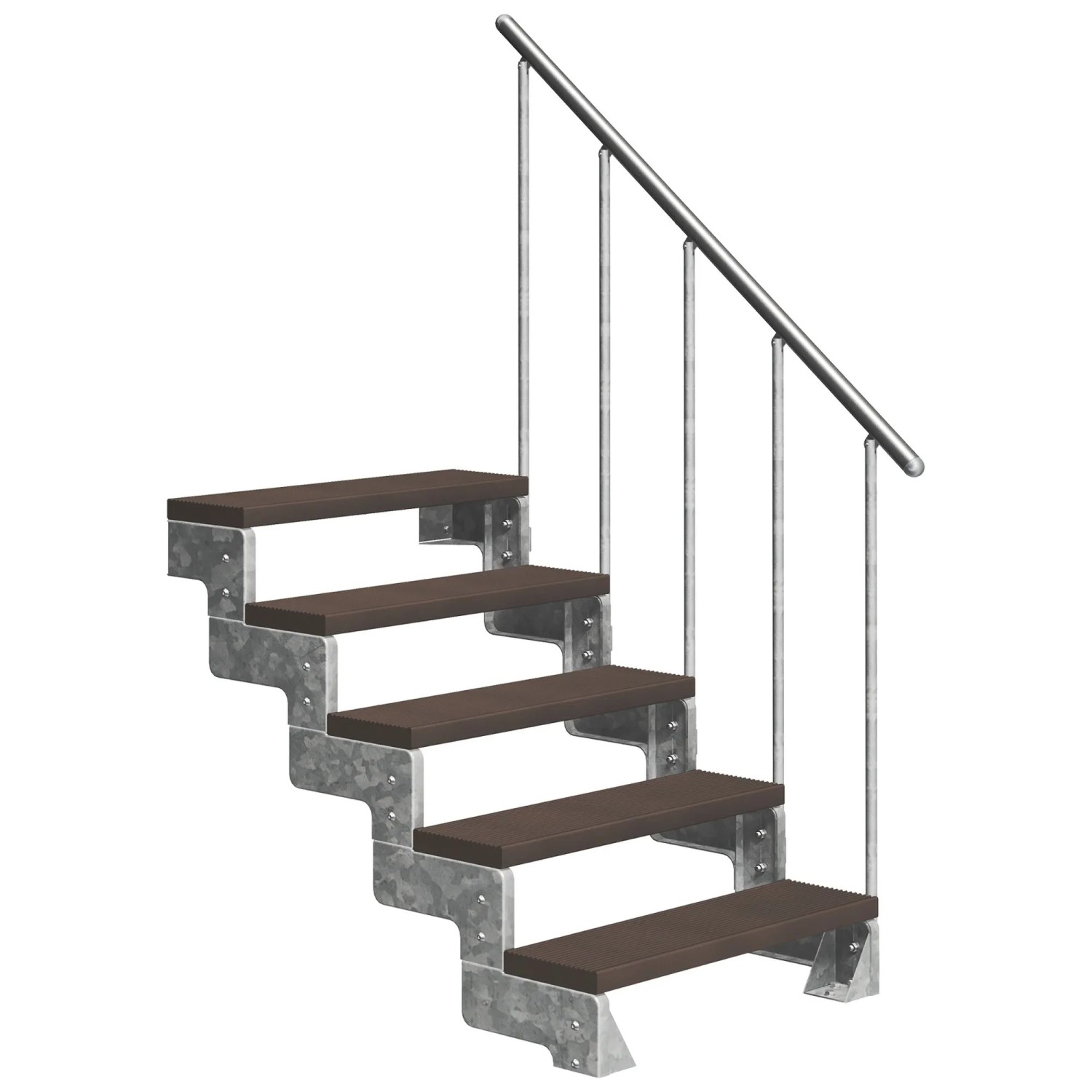 Dolle Außentreppe Gardentop 5 TRIMAX-Stufen 100 cm Dunkelbraun + Alu-Geländ günstig online kaufen