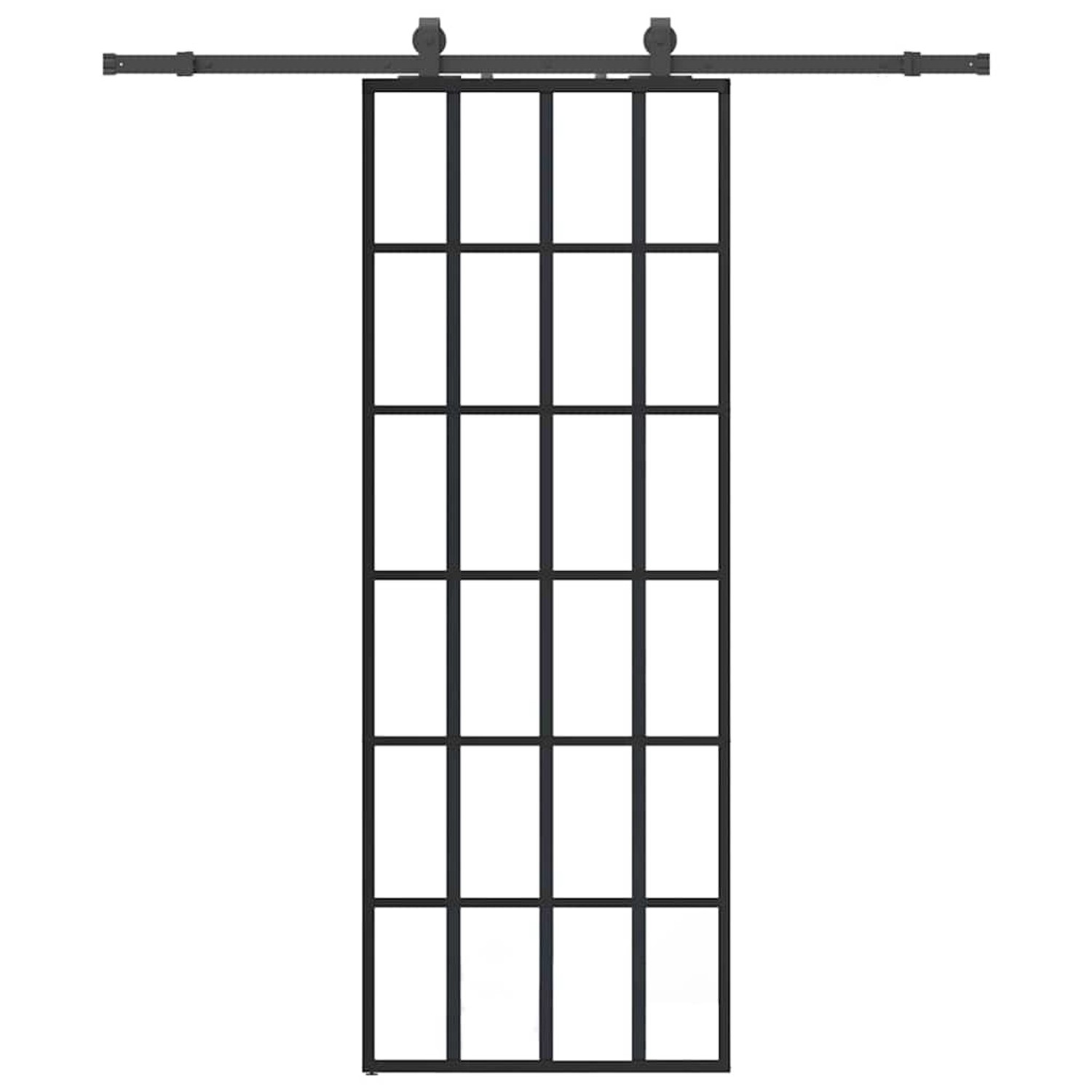 vidaXL Schiebetür mit Beschlag Schwarz 76x205 cm ESG-Glas 3375793 günstig online kaufen