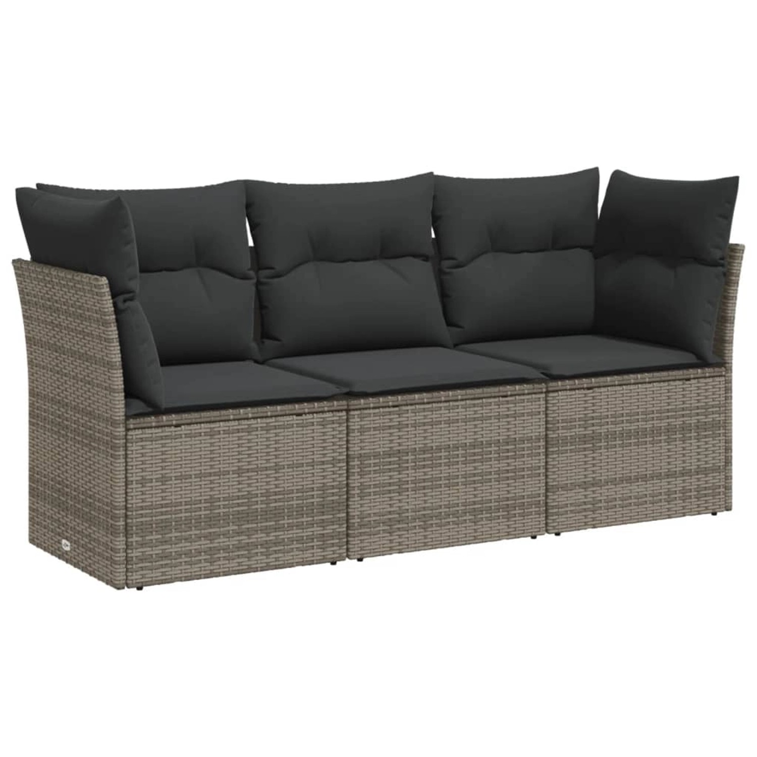 vidaXL 3-tlg Garten-Sofagarnitur mit Kissen Grau Poly Rattan Modell 3 günstig online kaufen