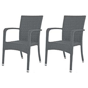 DELUKE Gartenstuhl 2er Set BRUNO, grau, wetterfeste Stapelstühle für Outdoor Essbereich.