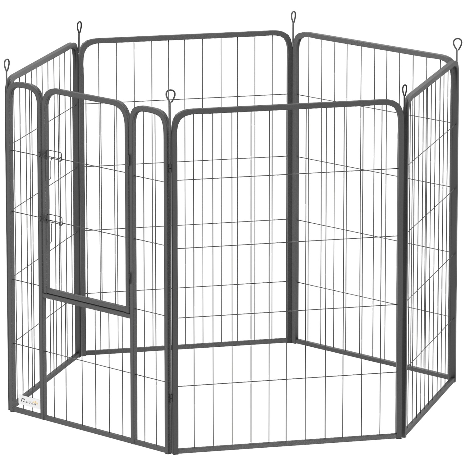PawHut Pet Playpen Stahl Welpenlaufstall Schwarz 136L x 68B x 100H cm