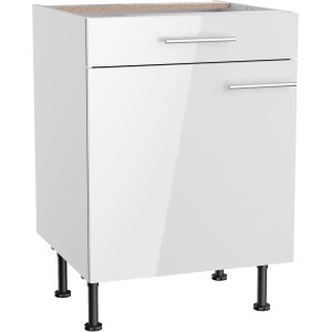 Optifit Unterschrank Rurik986, 60 cm, weiß, mit Schublade und Tür. Küchenunterschrank für Stauraum.