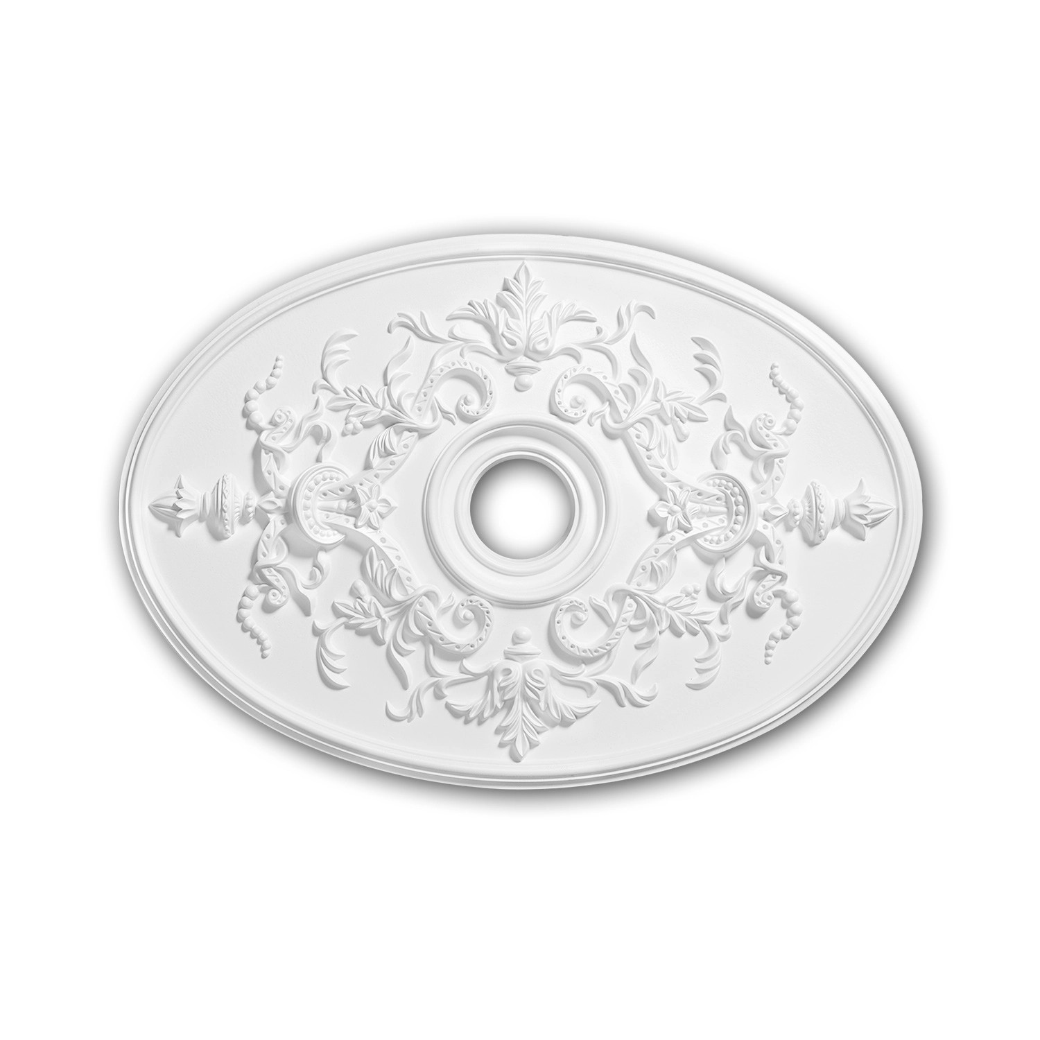 Thumbnail - PROFHOME 156041 RoSette aus Polyurethan DeckenroSette Medaillon 78,5 x 54,4 cm 78,5 cm x 4,8 cm Weiß