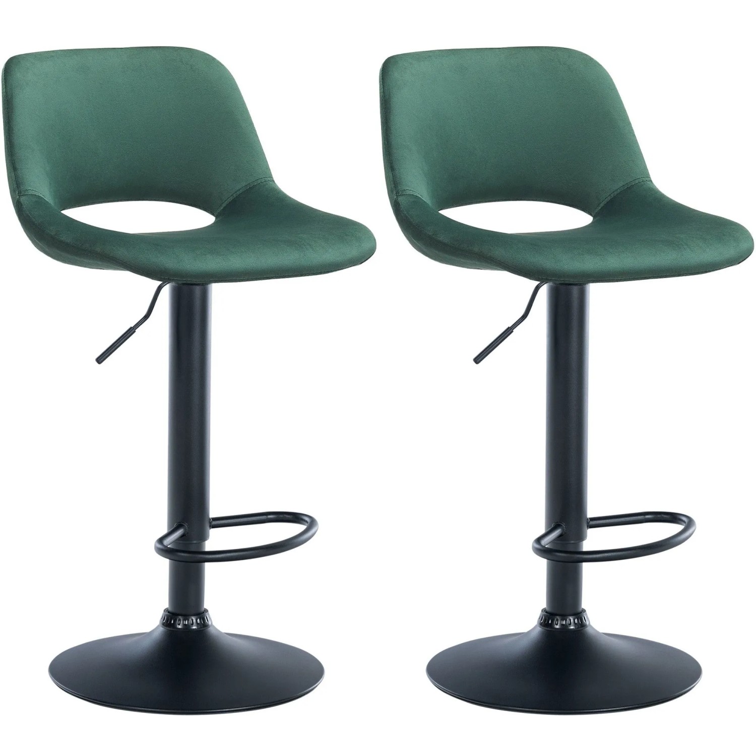 DELUKE Barhocker 2er Set JAKSON Grünfarbig Samt Schwarz Barstuhl Mit Lehne Tresenhocker Tresenstuhl