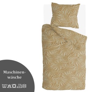 Bestlivings Bettwäsche-Set Sunny Palms Yellow, 135x200 cm, mit Palmenmuster. Baumwolle, maschinenwaschbar.
