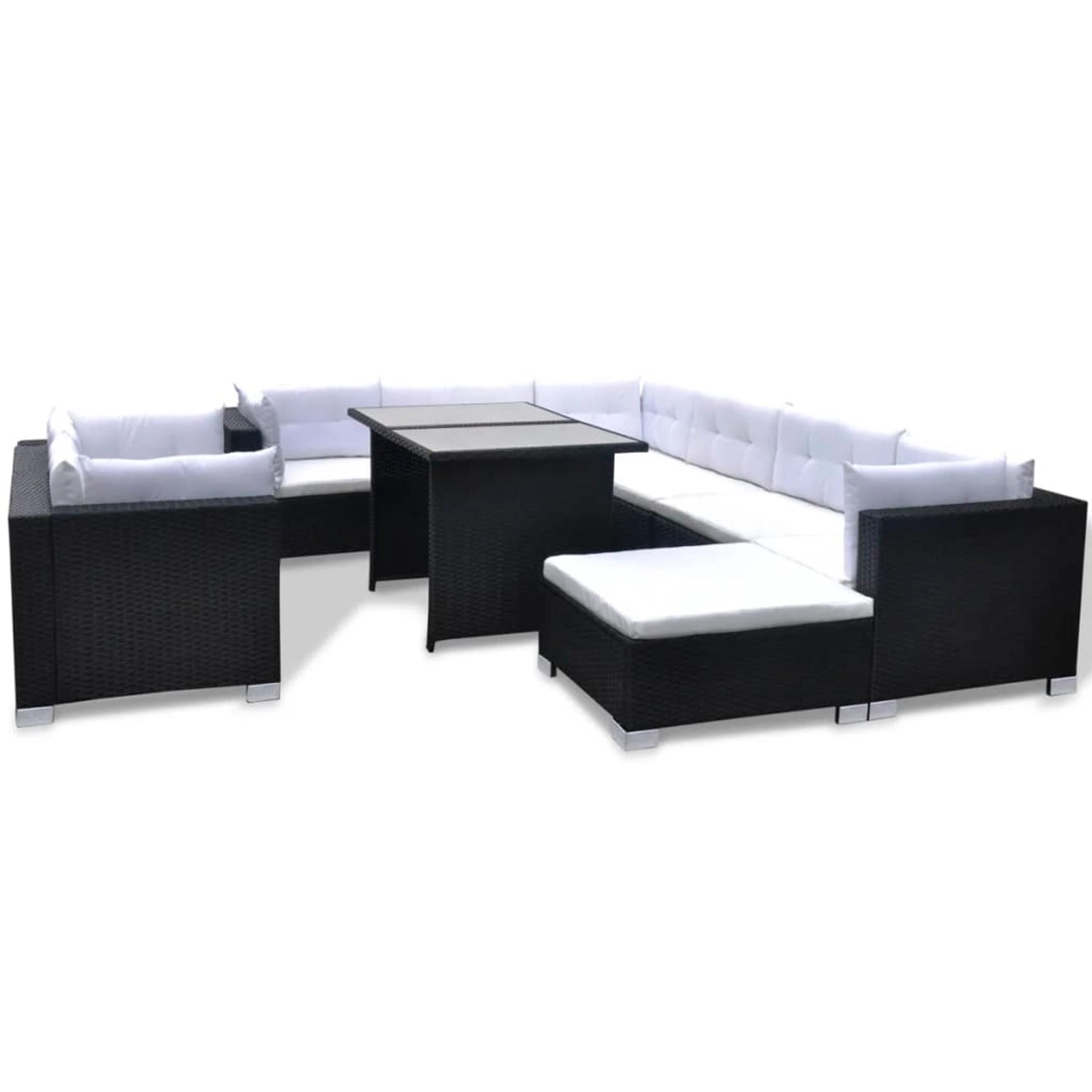 10-tlg. Garten-lounge-set Mit Auflagen Poly Rattan Schwarz günstig online kaufen