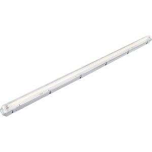 Graue Feuchtraumleuchte, 58 W, mit Leuchtstoffröhre für Bad, Keller oder Küche.