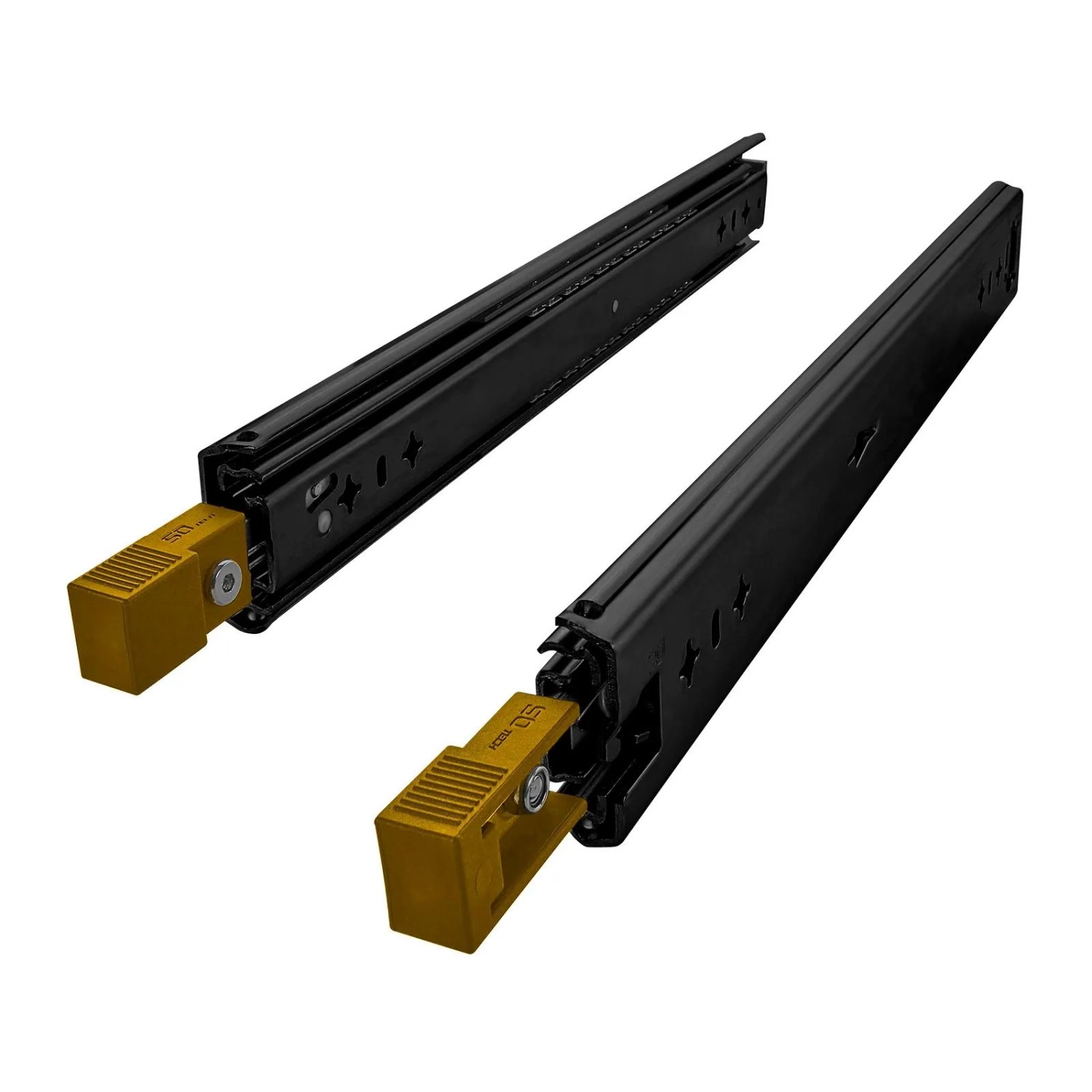 SOTECH Schwerlastauszug VarioSlide KV1-120-H58-L600-EH 600 mm Nicht Trennbar Schwarz Einrastfunktion Gelber Hebel Schubladenschiene Bis 120 Kg