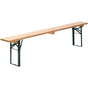 VEBA Bierbank, 220 cm, aus Holz mit grünem Metallgestell in Brauereiqualität.