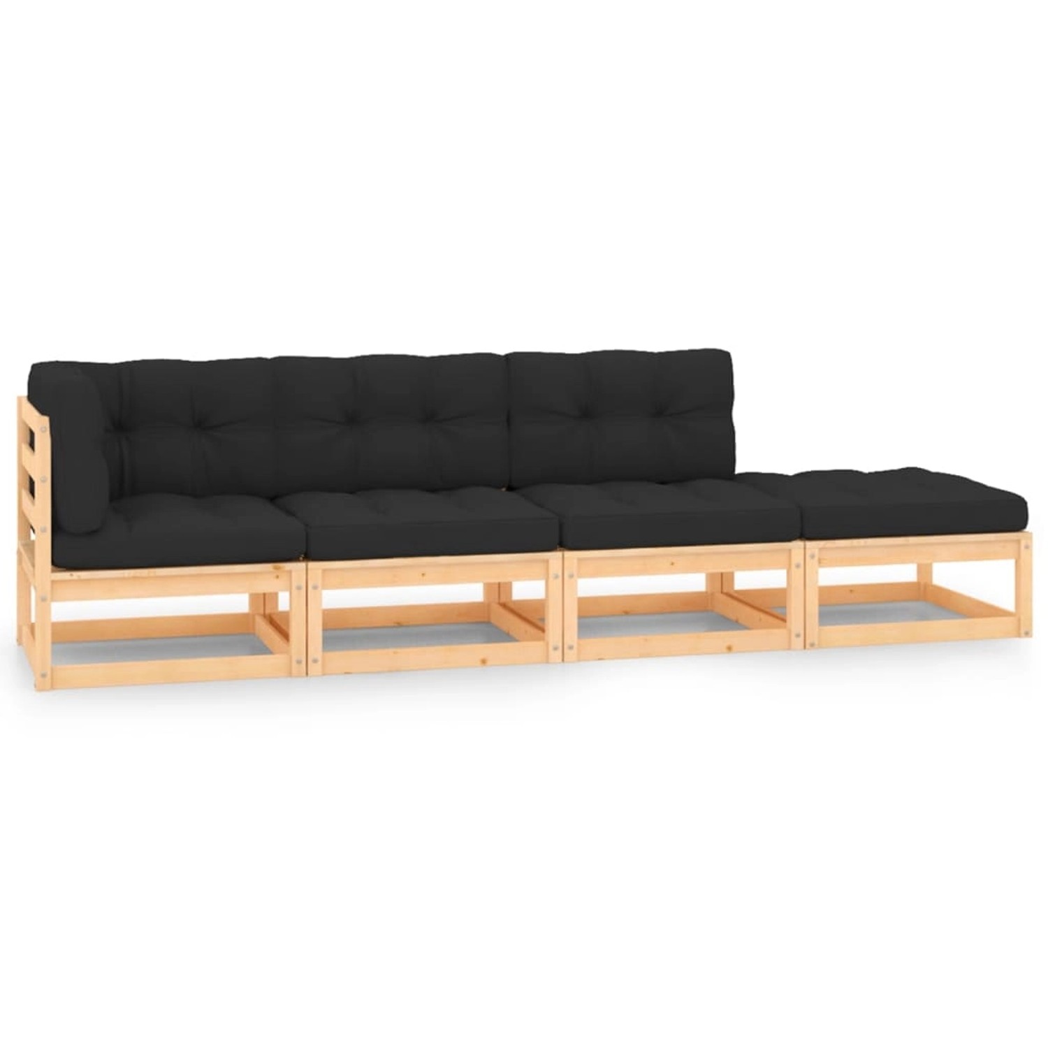 vidaXL 4-Tlg Garten-Lounge-Set mit Kissen Massivholz Kiefer 3083774
