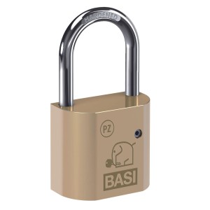 Basi Vorhangschloss PZ 40 mm, vorgerichtet für Profil-Halbzylinder, Messinggehäuse.