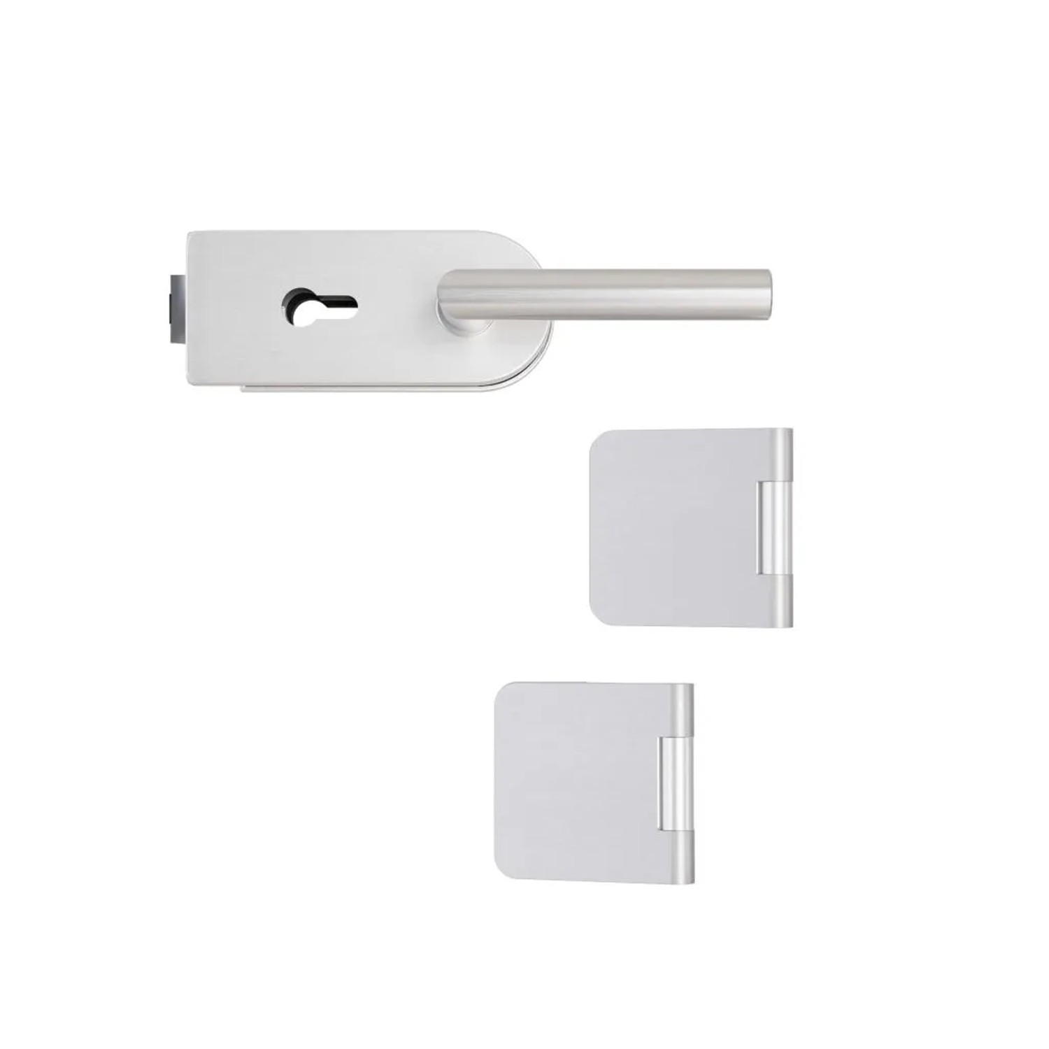 Hansaglas Glastürbeschlag Studio/Office Profilzylinderschloss Gerundet Glastür Beschlag-Set Aluminium