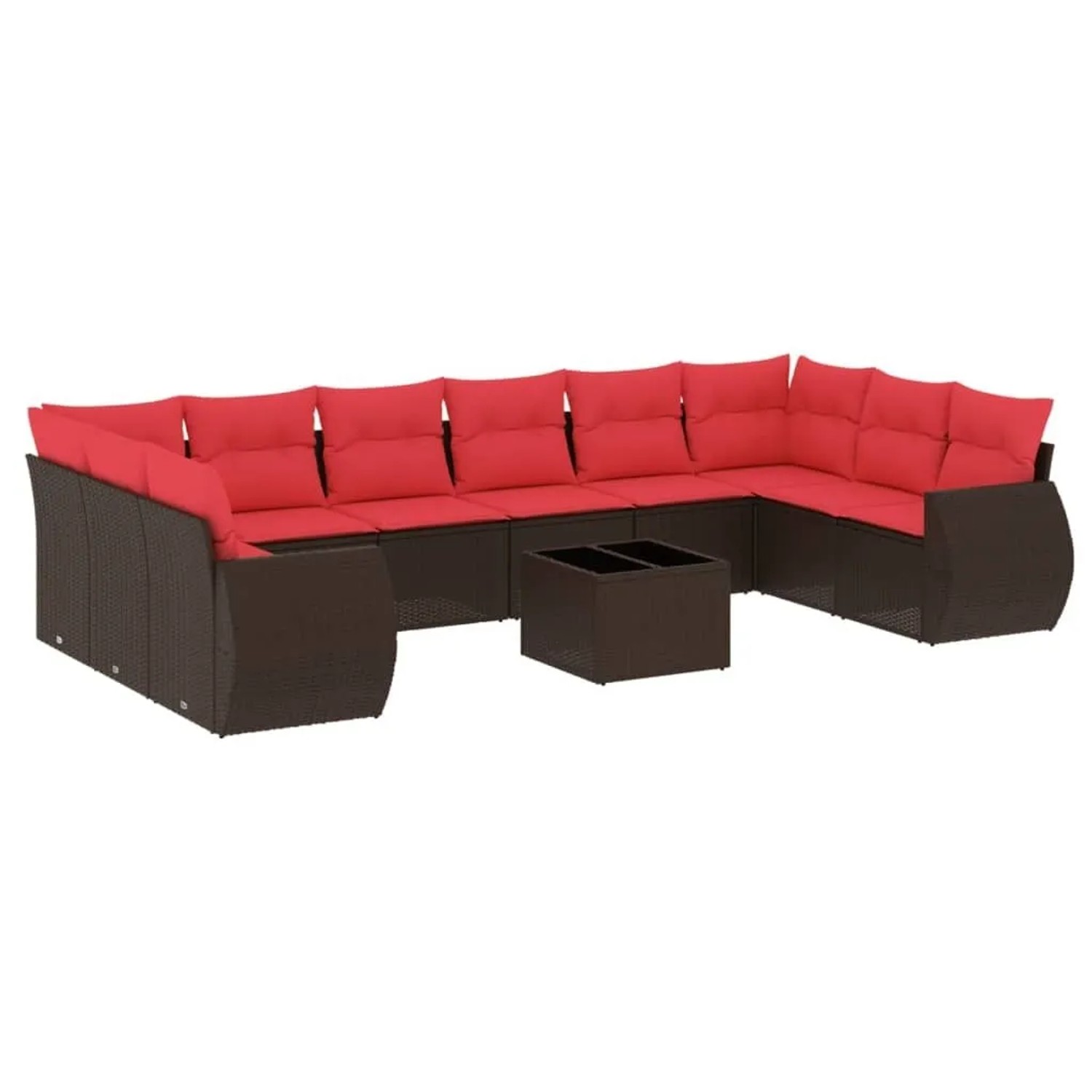 vidaXL 11-Tlg Gartensofa-Set mit Kissen Braun Polyrattan 3221883 günstig online kaufen