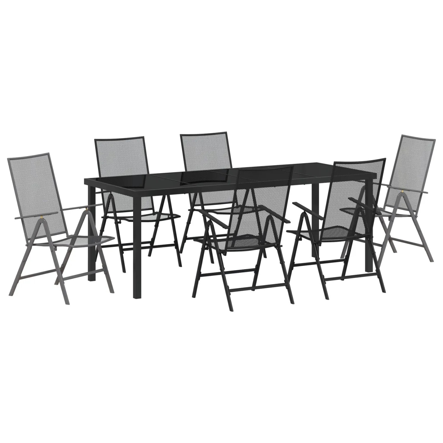 vidaXL 7-Teiliges Garten-Esszimmer Set in Anthrazit aus Stahl 3379294